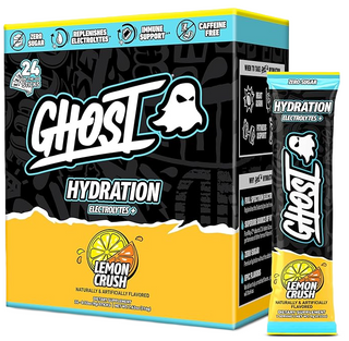 GHOST Hydration Sticks, 24 Electrolyte Powder Packets Lemon Crush
