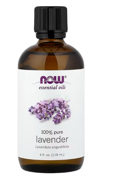 NOW Essential Oils 100% Pure Lavender 4 fl oz bottle front label