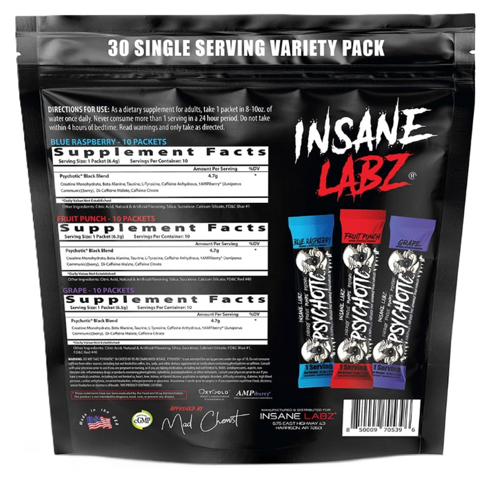 Insane Labz Psychotic Black Stickpack Variety Bag