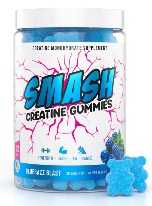 SMASH Creatine Gummies BlueRazz Blast 5g creatine monohydrate for strength and performance