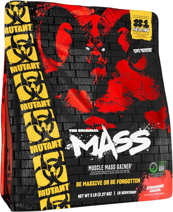 MUTANT MASS Gainer Protein Powder 5lb Strawberry Banana – Muscle Growth & Recovery Formula – TigerFitness