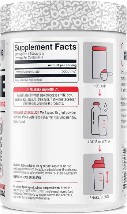 Basic Supplements Creatine Monohydrate | Strength, Power & Recovery Support