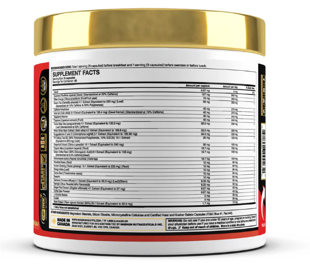 Magnum Heat Accelerated Fat Burner Supplement Facts and Ingredients – TigerFitness.com
