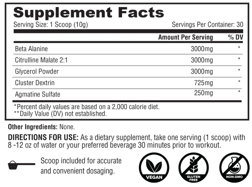 Metabolic Nutrition Stim-Free Pump Supplement Facts & Ingredients Label – Nitric Oxide & Blood Flow Support Formula | TigerFitness