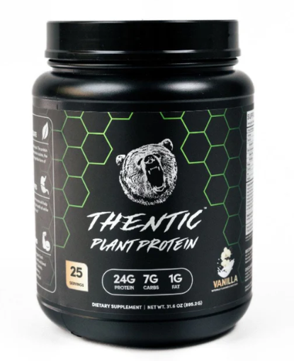 Thentic Plant Protein container plant based protein powder vanilla for performance and recovery support