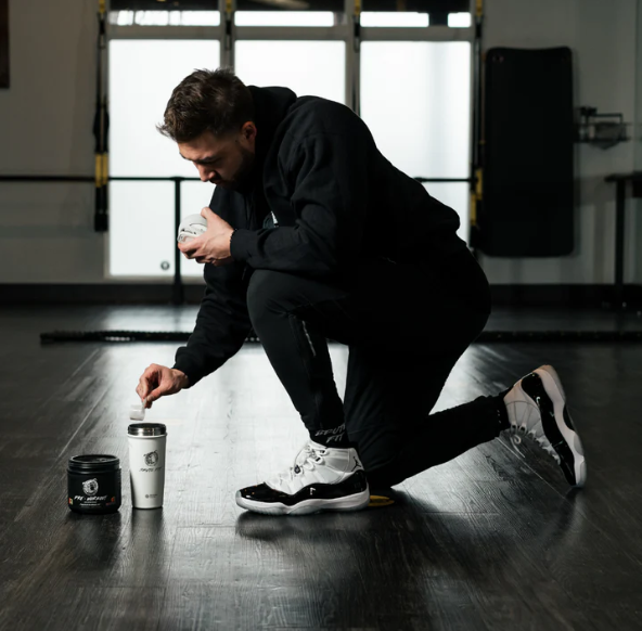 Thentic Pre-Workout used before gym workout for energy focus and performance enhancement