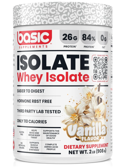 Basic Supplements Basic Isolate Vanilla Whey Protein 2lb – TigerFitness.com