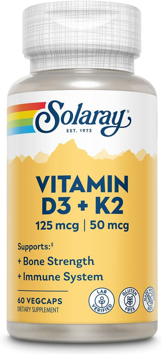 Solaray Vitamin D3 + K2 | Bone, Heart & Immune Support