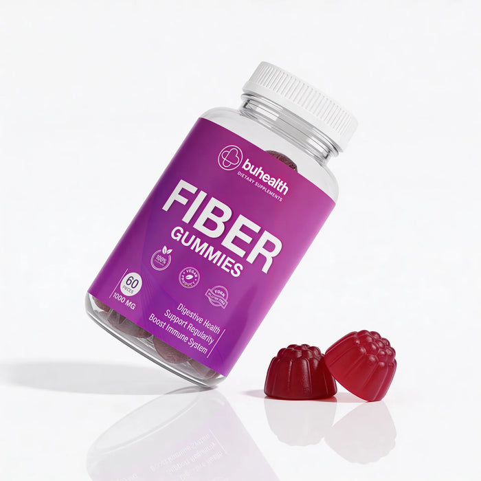 BuHealth Fiber Gummies 1000 mg – 60 Vegan Gummies - Gluten Free, Natural Berry Flavor