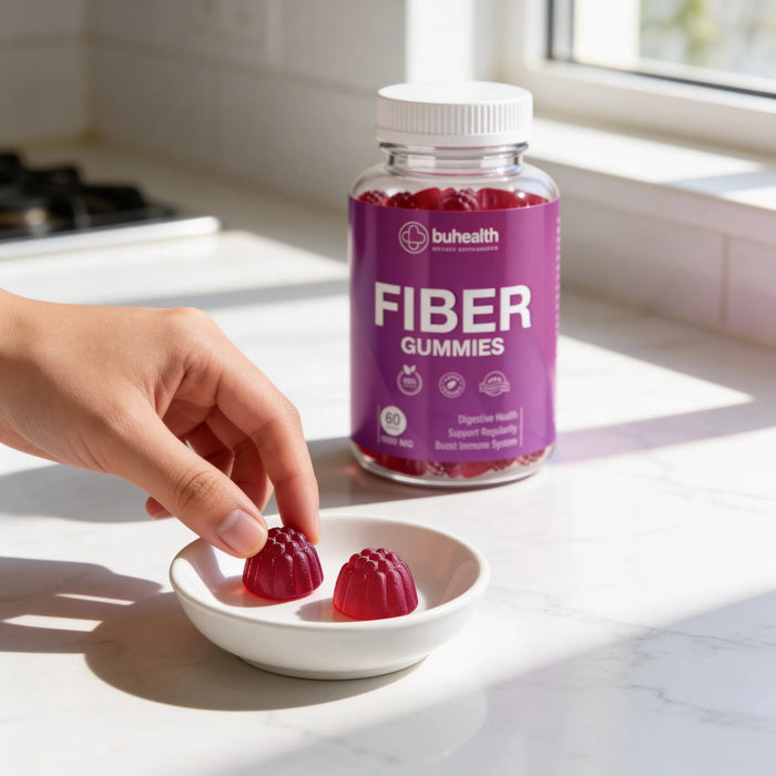 BuHealth Fiber Gummies 1000 mg – 60 Vegan Gummies - Gluten Free, Natural Berry Flavor