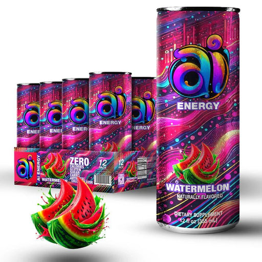 AI Energy Drink Watermelon flavor can front – clean energy beverage with hydration and focus support | TigerFitness.com