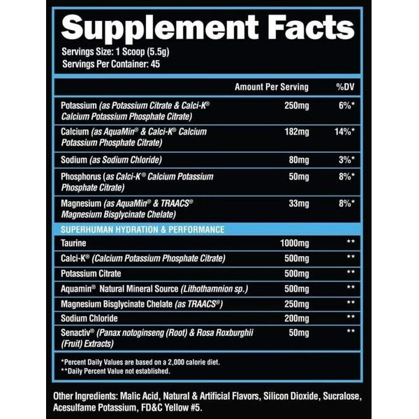 Alpha Lion Superhuman Hydration supplement facts and ingredient 45 Servings