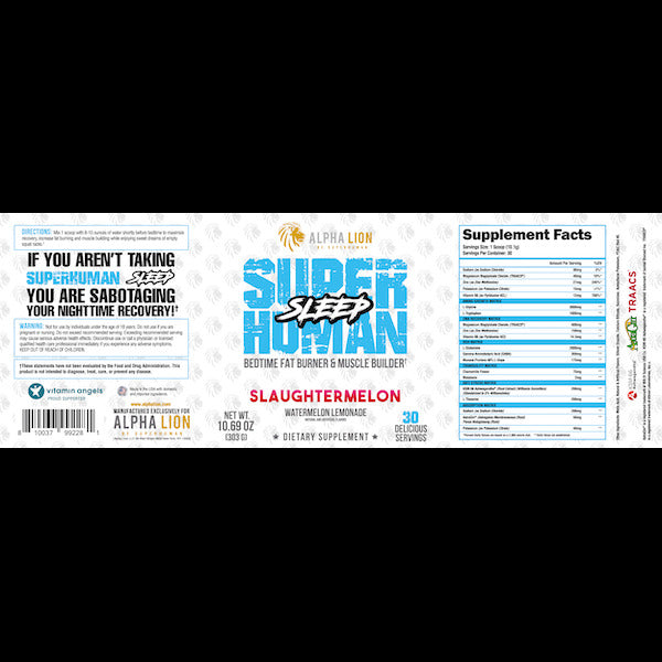 Alpha Lion Superhuman Sleep supplement facts and ingredient panel