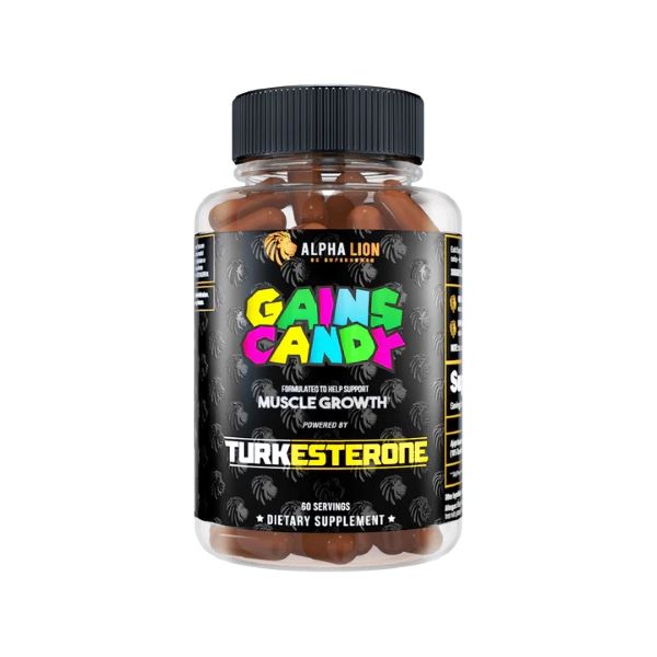 Gains Candy Turkesterone anabolic support formula bottle 60 Servings 