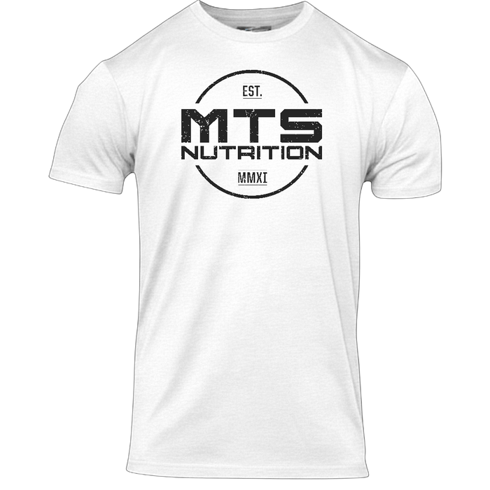 MTS EST MMXI Tee in White with black logo