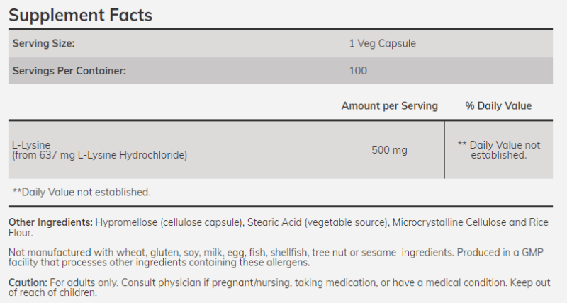 L - Lysine - NOW Foods - Tiger Fitness