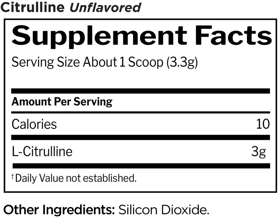 Rule 1 Citrulline supplement facts label