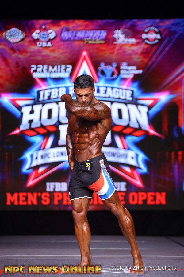 Drew Cullen onstage at Houston Pro, 2026