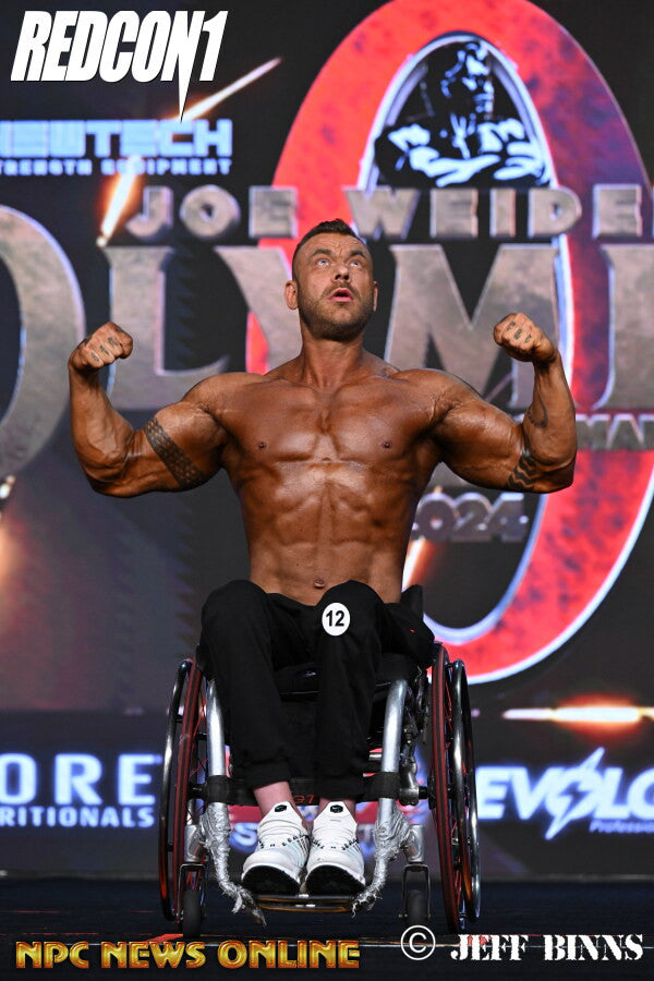 Karol Milewski onstage at Mr Olympia, 2024