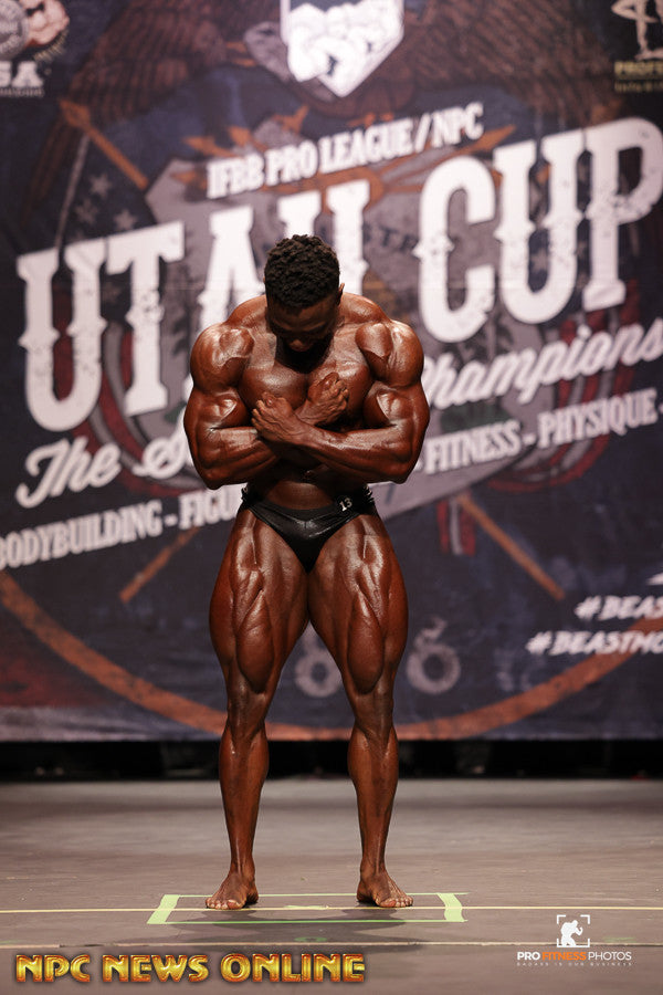 Paulin Tsamezeu onstage at Utah Cup Pro, 2026