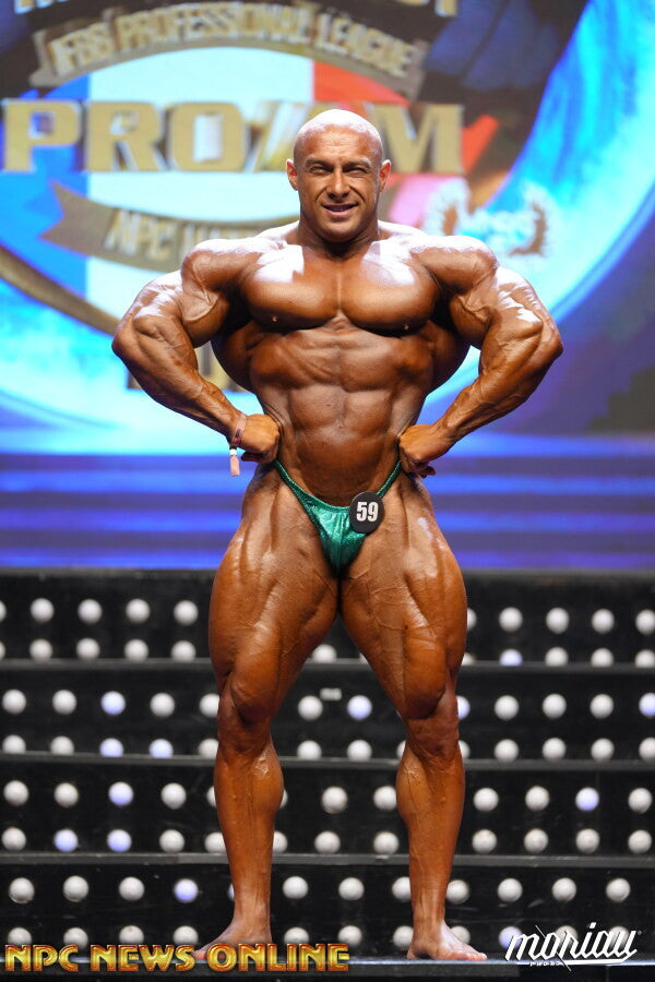 Radoslav Angelov onstage at Romania Muscle Fest Pro, 2025