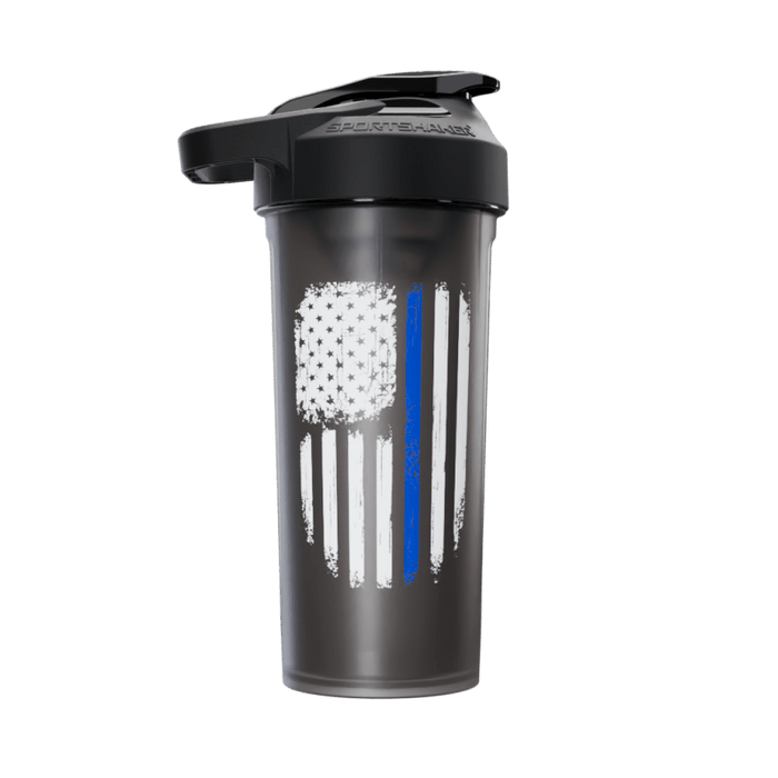 TF Grunge Thin Blue Line Sportshaker Bottle 27oz - Tiger Fitness - Tiger Fitness
