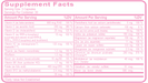 PEScience TruMulti Women's supplement facts panel