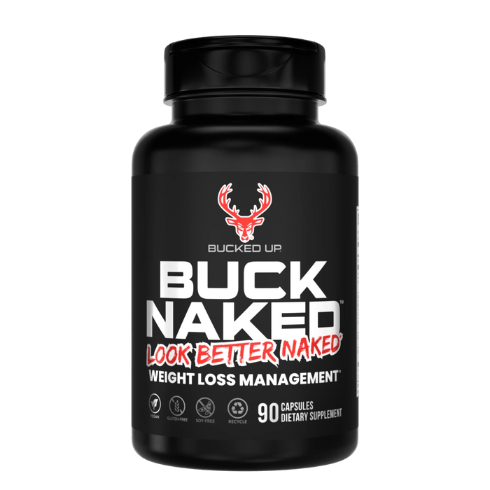 Bucked Up Buck Naked thermogenic fat burner bottle, 90 capsules