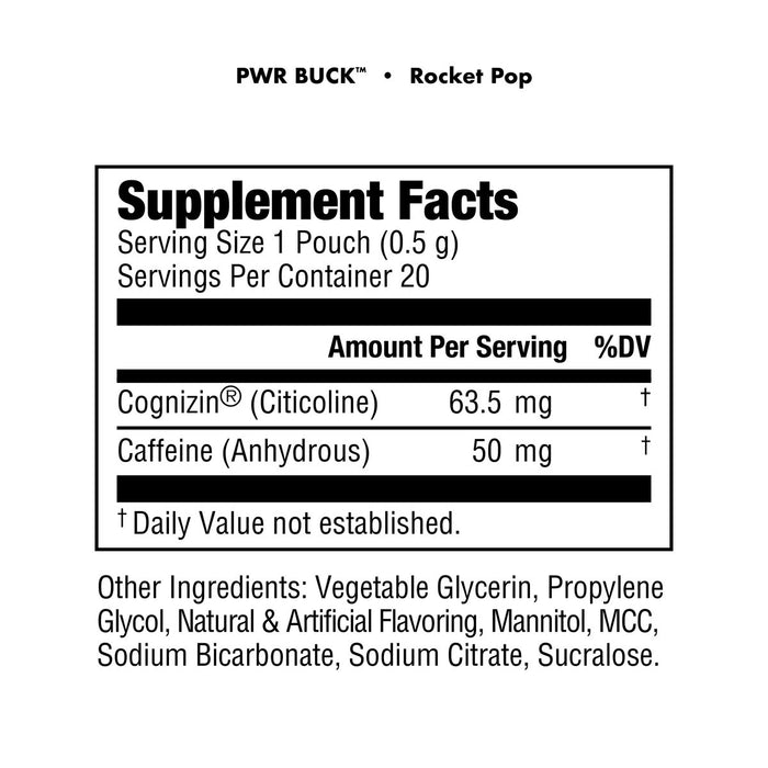 Bucked Up PWR Buck energy pouches supplement facts