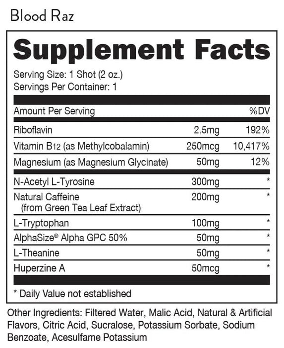 Bucked Up Buck Shot supplement facts panel