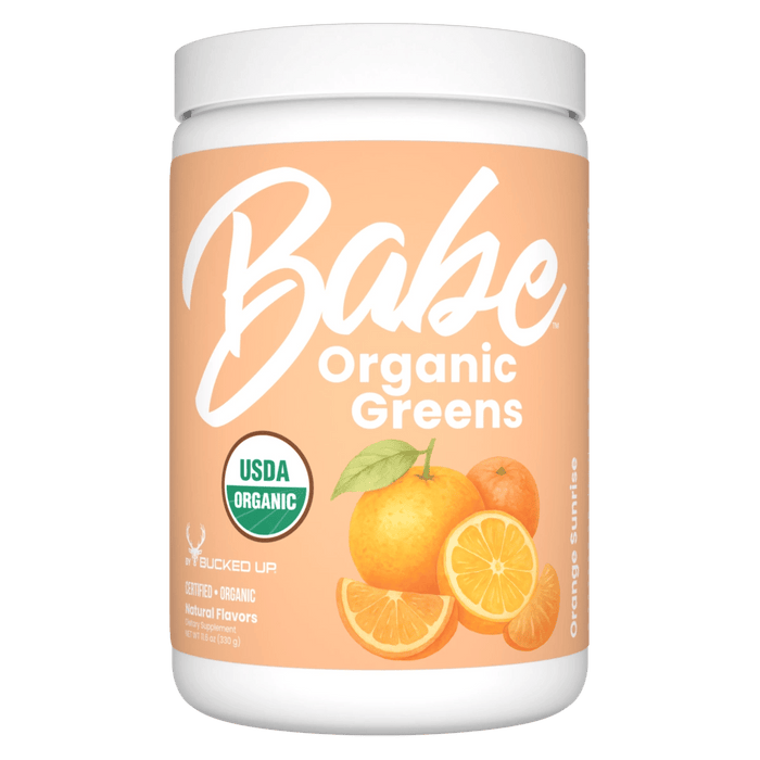 Bucked Up Babe Organic Greens Orange Sunrise front