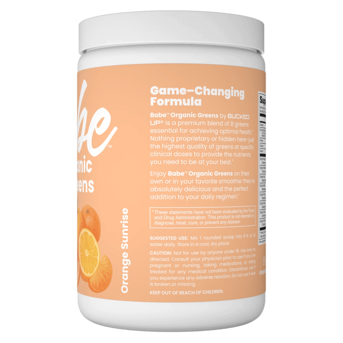 Bucked Up Babe Organic Greens Orange Sunrise supplement facts